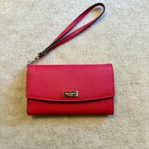 Kate Spade Vintage Y2K Red Leather Wristlet Phone Wallet - Excellent Condition